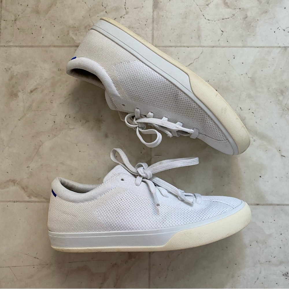 $149 Rothy's Knit Low Top Lace Up Light Weight Sneaker in Bright White Size 7.5 - Picture 4 of 15